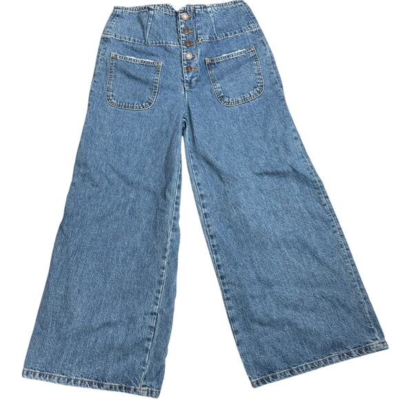 Free People High Waist Wide-Leg Cropped Jeans - Picture 2 of 9